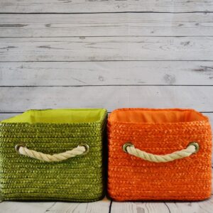 baskets, orange, green