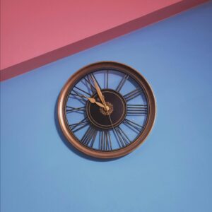 Clock on a Blue and Pink Wall