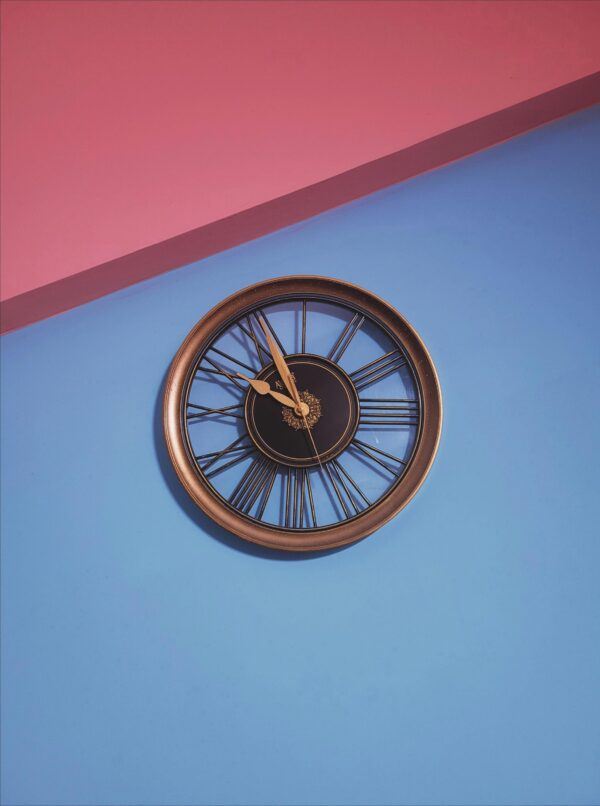 Clock on a Blue and Pink Wall