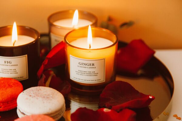 Close-Up Photo of a Burning Ginger Scented Candle